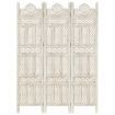 Hand carved 3-Panel Room Divider White 120x165 cm Solid Mango Wood