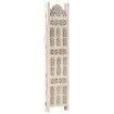 Hand carved 3-Panel Room Divider White 120x165 cm Solid Mango Wood