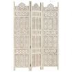 Hand carved 3-Panel Room Divider White 120x165 cm Solid Mango Wood