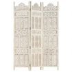 Hand carved 3-Panel Room Divider White 120x165 cm Solid Mango Wood