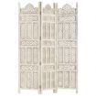 Hand carved 3-Panel Room Divider White 120x165 cm Solid Mango Wood