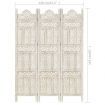 Hand carved 3-Panel Room Divider White 120x165 cm Solid Mango Wood