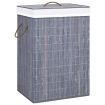 Bamboo Laundry Basket with 2 Sections Grey 72 L