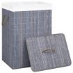 Bamboo Laundry Basket with 2 Sections Grey 72 L