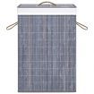 Bamboo Laundry Basket with 2 Sections Grey 72 L