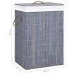 Bamboo Laundry Basket with 2 Sections Grey 72 L