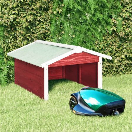 Robotic Lawn Mower Garage 72x87x50 cm Red and White Firwood