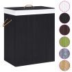 Bamboo Laundry Basket with 2 Sections Black 100 L