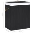 Bamboo Laundry Basket with 2 Sections Black 100 L