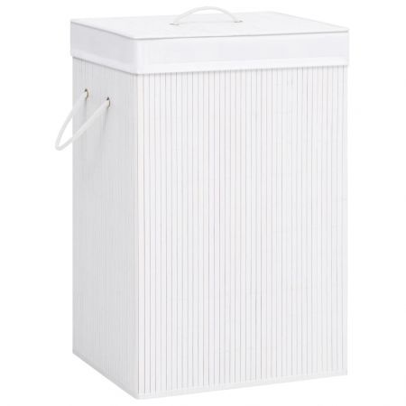 Bamboo Laundry Basket with Single Section White