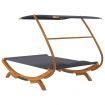 Outdoor Lounge Bed with Canopy 165x203x138 cm Solid Bent Wood Anthracite