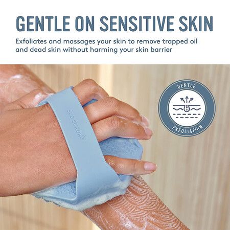 Silicone Body Scrubber, Exfoliating Body Scrubber for Sensitive Skin, Blue