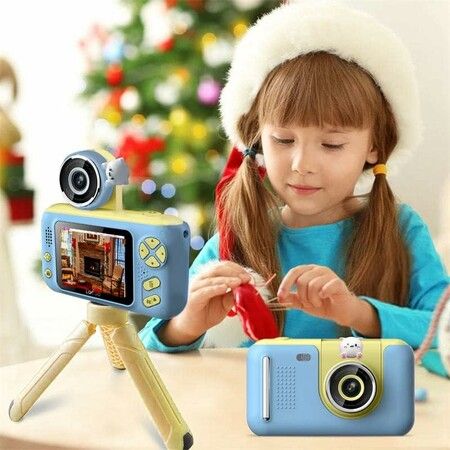 Full 1080P Kids Selfie Flip Lens HD Compact Digital Photo and Video Rechargeable Camera (Blue)