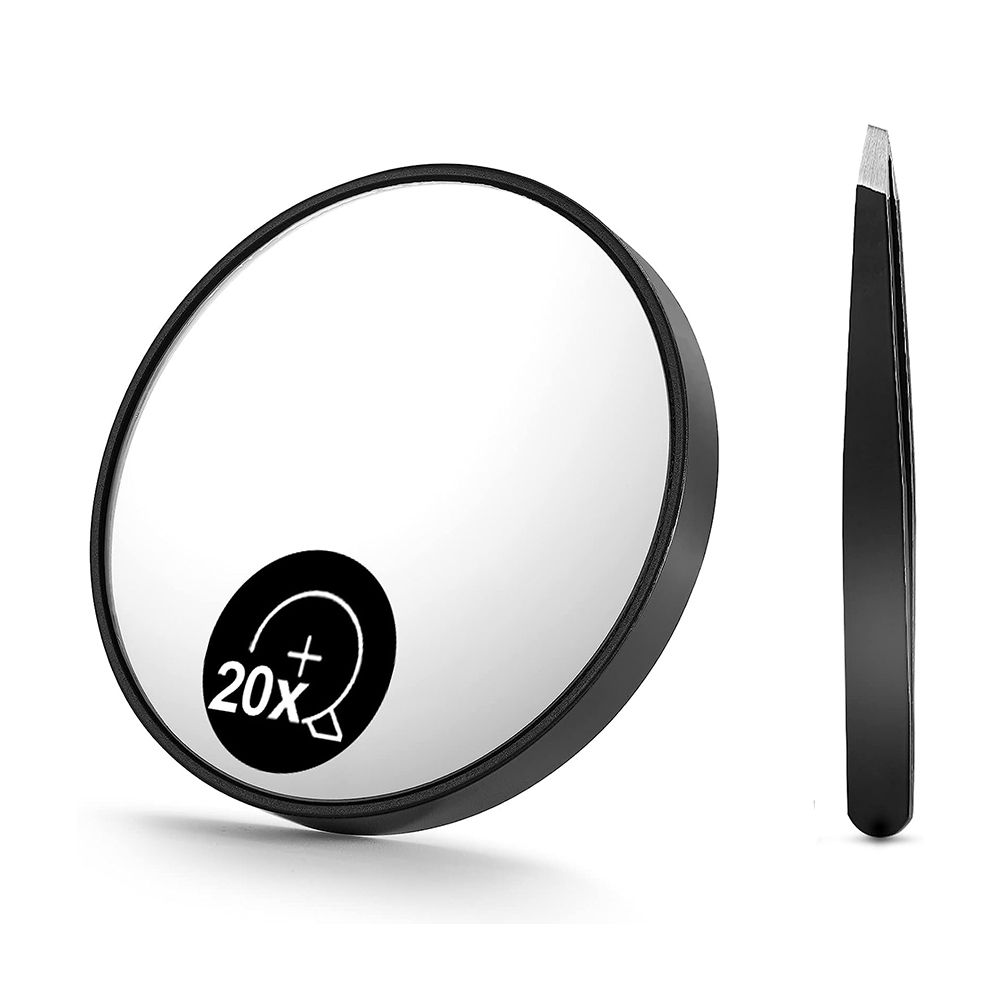 20X Magnifying Mirror and Eyebrow Tweezers Kit