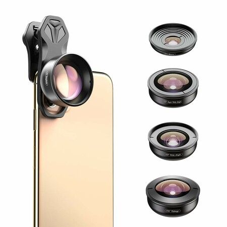 5 -in-1 HD Mobile Phone Camera Phone Lens Set-10x Macro Lens,2X Telephoto Lens,110°Wide Angle,170°Super Wide Angle,195°Fisheye for Smartphones