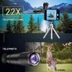 6 in 1 Phone Lens Kit - 22X Telephoto Lens,205° Fisheye Lens,120° Wide Angle Lens Compatible with Smartphone