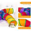 4-Way S-Shape Collapsible Tube with Interactive Ball and Storage Bag, Toys for Small Pets Cats Puppy Kitten Rabbits (Rainbow)