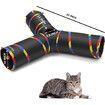 3-Way Cat Tunnels for Indoor Cats, Collapsible Tube Cat Tunnel Toy, Bell Ball for Playing Pet Puppy Kitten Rabbit (Black)