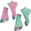 2 Pairs Yoga Socks for Women with Grips, Pilates Socks, Barre Socks ,Women's Non-Slip Grip Toe Socks-Pink & Green