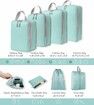 Compression Packing Cubes for Suitcases Travel Essentials 8 Set Expandable Travel Bags Organizer for Luggage(8pcs-turquoise)