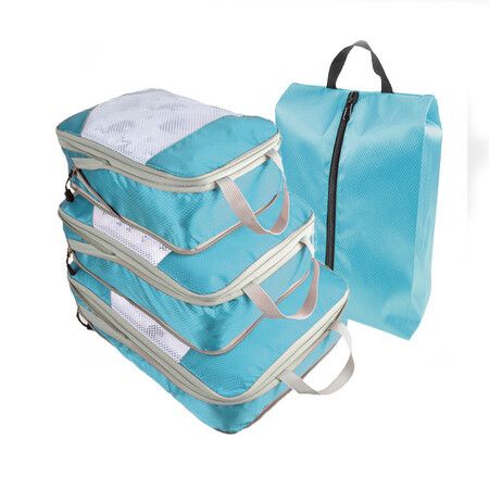 Travel Compressible Storage Bag Large Capacity Luggage Organizer for Business Trip Travel Organizer (Blue)