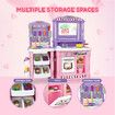 Pretend Kitchen Play Role Cooking Toys Set Children Cookery Cookware Playset Plastic Accessories Kids Toddler Gift Pink