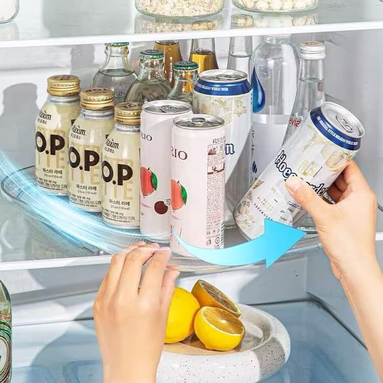 360 Turntable Organizer for Refrigerator, Clear Rectangular Fridge Organizer Storage for Cabinet, Table, Pantry, Kitchen, Countertop