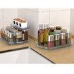 Double-layer Turntable Organizer for Refrigerator, Clear Rectangular Fridge Organizer Storage for Cabinet, Table, Pantry, Kitchen, Countertop