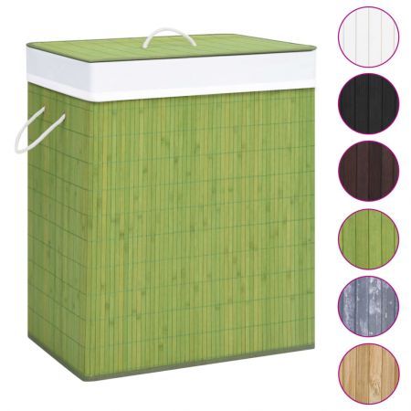 Bamboo Laundry Basket with Single Section Green 83 L