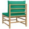 Garden Middle Sofa with Green Cushions Bamboo