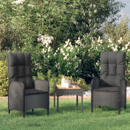 Outdoor Chairs 2 pcs Poly Rattan Black