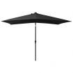 Parasol with LEDs and Steel Pole Black 2x3 m
