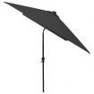 Parasol with LEDs and Steel Pole Black 2x3 m