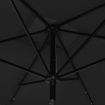 Parasol with LEDs and Steel Pole Black 2x3 m