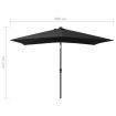 Parasol with LEDs and Steel Pole Black 2x3 m