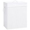 Bamboo Laundry Basket with 2 Sections White 100 L