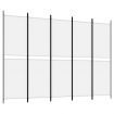 5-Panel Room Divider White 250x180 cm Fabric