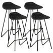 Bar Stools 4 pcs Black Real Leather