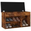 Shoe Bench with Cushion Smoked Oak 80x30x47 cm Engineered Wood