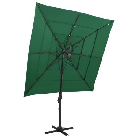 4-Tier Parasol with Aluminium Pole Green 250x250 cm