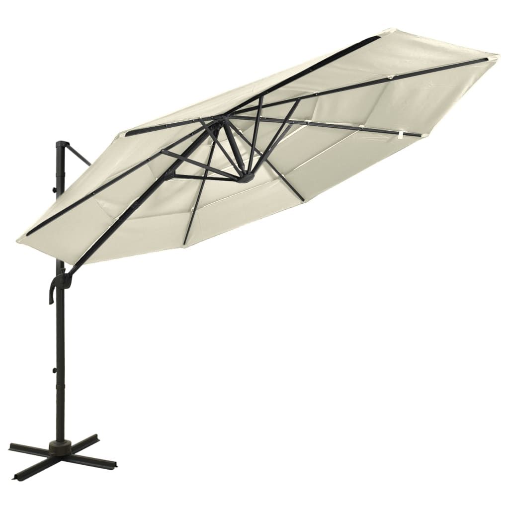4-Tier Parasol with Aluminium Pole Sand 3x3 m