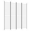 4-Panel Room Divider White 200x220 cm Fabric