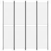 4-Panel Room Divider White 200x220 cm Fabric