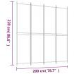 4-Panel Room Divider White 200x220 cm Fabric