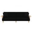 Sofa Bed with Armrests Black Fabric