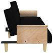 Sofa Bed with Armrests Black Fabric