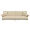 Sofa Bed with Armrests Cream Fabric