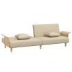 Sofa Bed with Armrests Cream Fabric