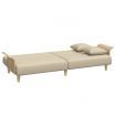 Sofa Bed with Armrests Cream Fabric