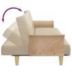 Sofa Bed with Armrests Cream Fabric